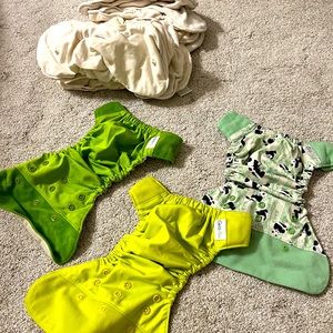 3 Cloth diapers lot with 10 inserts